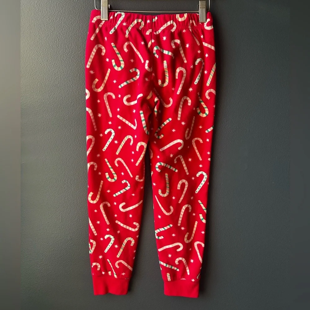 🩷 OLD NAVY girls pajama pants size 8 youth hot pink candy canes fleece pjs EUC